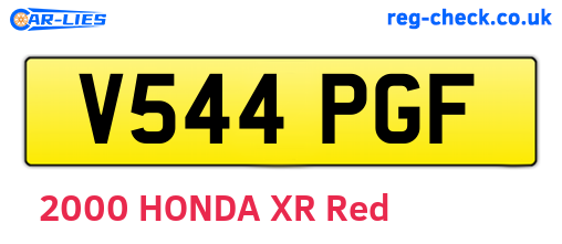 V544PGF are the vehicle registration plates.