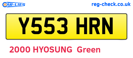 Y553HRN are the vehicle registration plates.