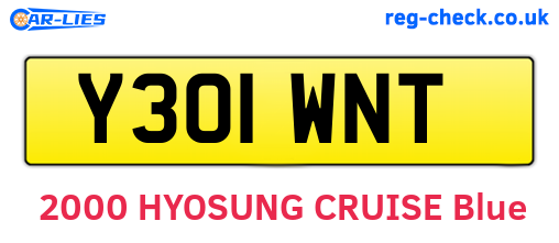 Y301WNT are the vehicle registration plates.