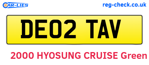 DE02TAV are the vehicle registration plates.