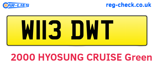 W113DWT are the vehicle registration plates.