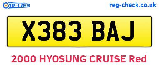 X383BAJ are the vehicle registration plates.