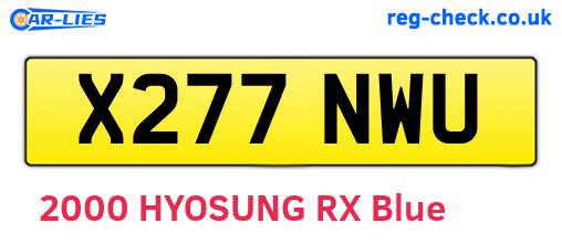 X277NWU are the vehicle registration plates.