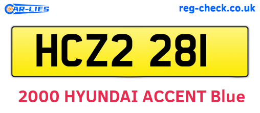 HCZ2281 are the vehicle registration plates.