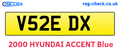 V52EDX are the vehicle registration plates.