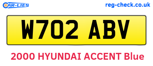 W702ABV are the vehicle registration plates.