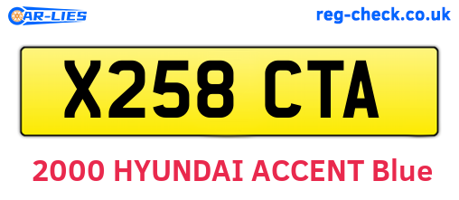 X258CTA are the vehicle registration plates.