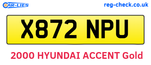 X872NPU are the vehicle registration plates.