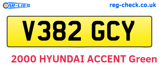 V382GCY are the vehicle registration plates.