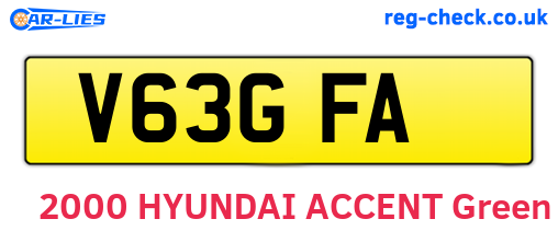 V63GFA are the vehicle registration plates.
