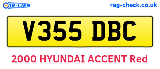 V355DBC are the vehicle registration plates.