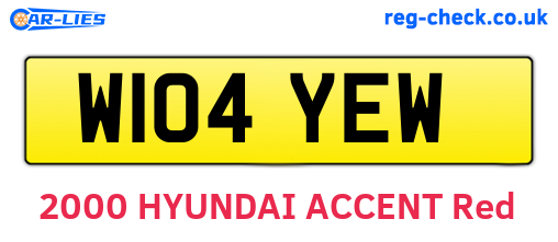 W104YEW are the vehicle registration plates.