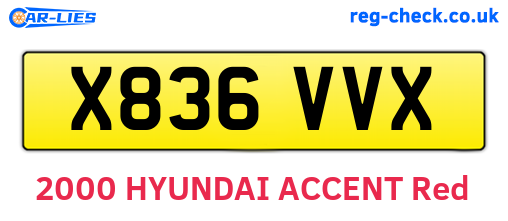 X836VVX are the vehicle registration plates.