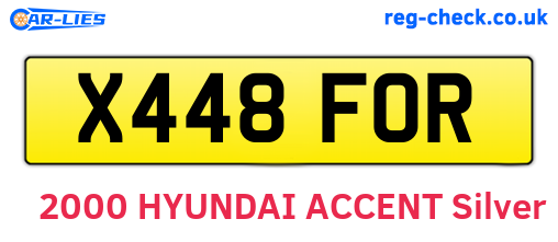 X448FOR are the vehicle registration plates.