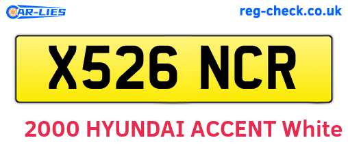 X526NCR are the vehicle registration plates.