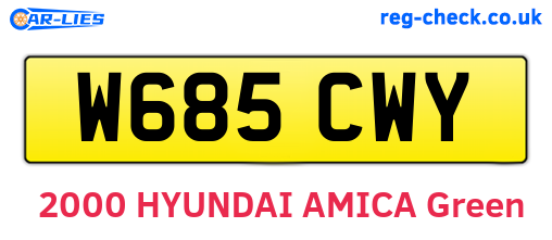 W685CWY are the vehicle registration plates.