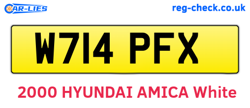 W714PFX are the vehicle registration plates.