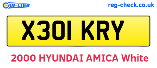 X301KRY are the vehicle registration plates.