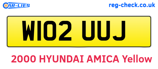 W102UUJ are the vehicle registration plates.