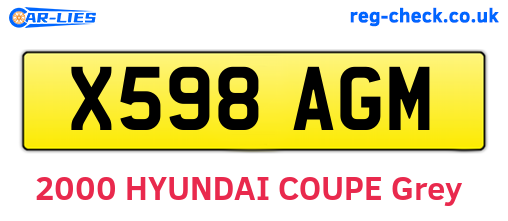 X598AGM are the vehicle registration plates.