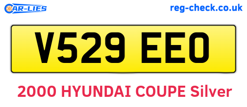 V529EEO are the vehicle registration plates.