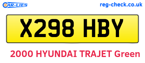 X298HBY are the vehicle registration plates.