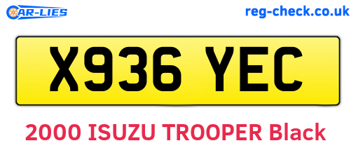 X936YEC are the vehicle registration plates.