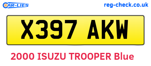 X397AKW are the vehicle registration plates.