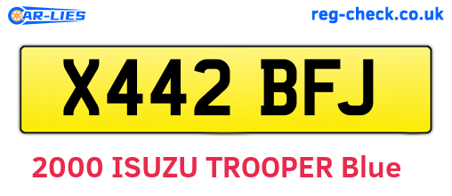 X442BFJ are the vehicle registration plates.