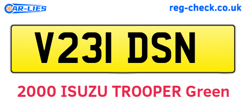 V231DSN are the vehicle registration plates.