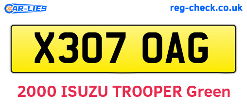 X307OAG are the vehicle registration plates.