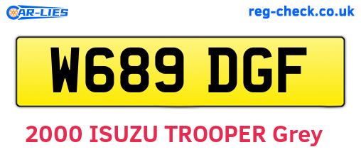 W689DGF are the vehicle registration plates.