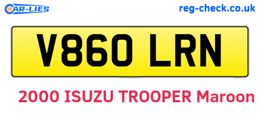 V860LRN are the vehicle registration plates.