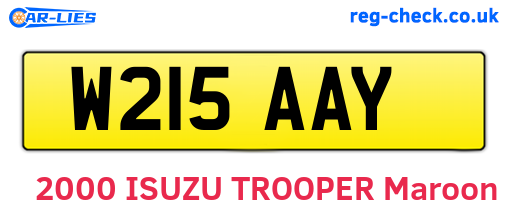 W215AAY are the vehicle registration plates.