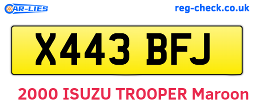 X443BFJ are the vehicle registration plates.