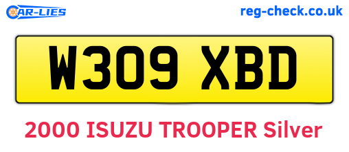 W309XBD are the vehicle registration plates.