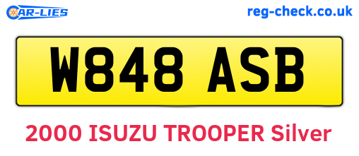 W848ASB are the vehicle registration plates.