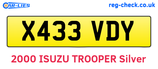 X433VDY are the vehicle registration plates.