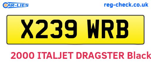 X239WRB are the vehicle registration plates.