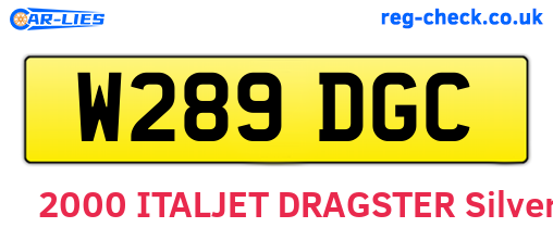 W289DGC are the vehicle registration plates.