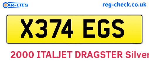 X374EGS are the vehicle registration plates.