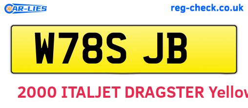 W78SJB are the vehicle registration plates.