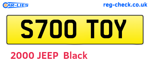S700TOY are the vehicle registration plates.