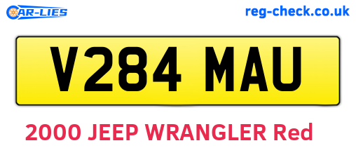 V284MAU are the vehicle registration plates.