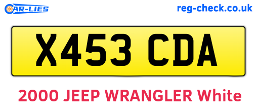 X453CDA are the vehicle registration plates.