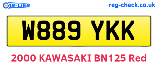 W889YKK are the vehicle registration plates.