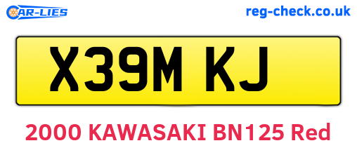 X39MKJ are the vehicle registration plates.