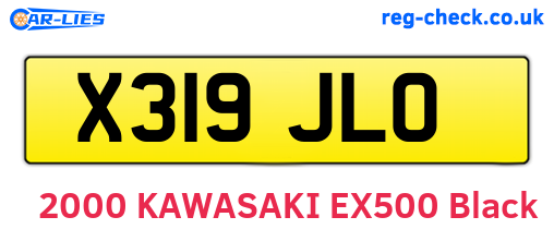 X319JLO are the vehicle registration plates.