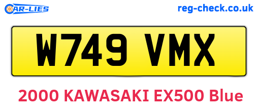 W749VMX are the vehicle registration plates.