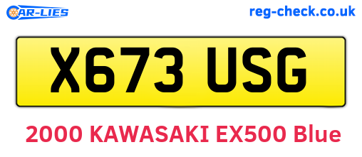 X673USG are the vehicle registration plates.